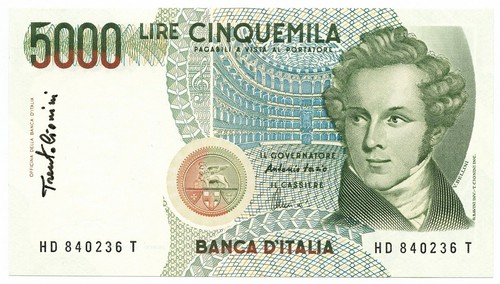 5000 lire autografo - 5000,