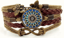 BRACCIALE DA DONNA VINTAGE A FARFALLA MANDALA BOHEMIEN CON NODO INFINITO