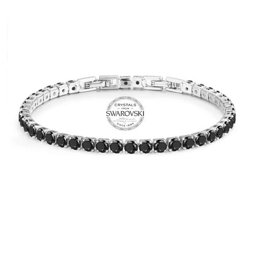 Bracciale tennis nero - tennis, 3mm