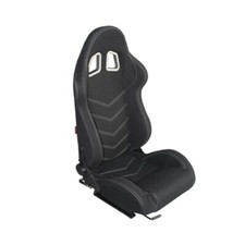 Coppia Sedili sportivi avvolgenti auto in tessuto nero con cuciture bianche N181