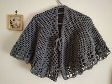 Mantellina lana UNCINETTO - SCIALLE nonna - Fatto a mano - Color grigio