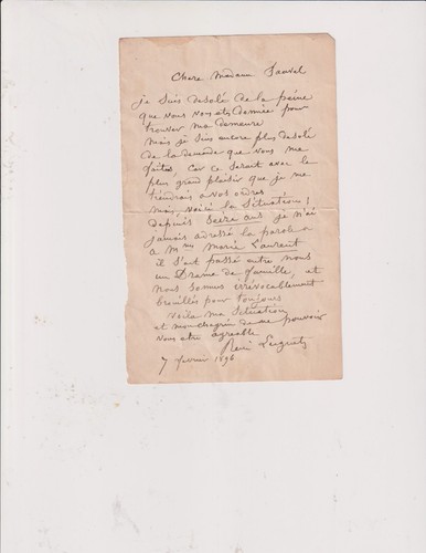 1896 lettre autographe - 1896,