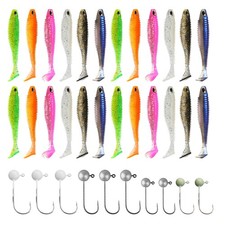 34 Pezzi Esche Artificiali Spinning Kit da Pesca con 24 Esche (6 Colori) 10