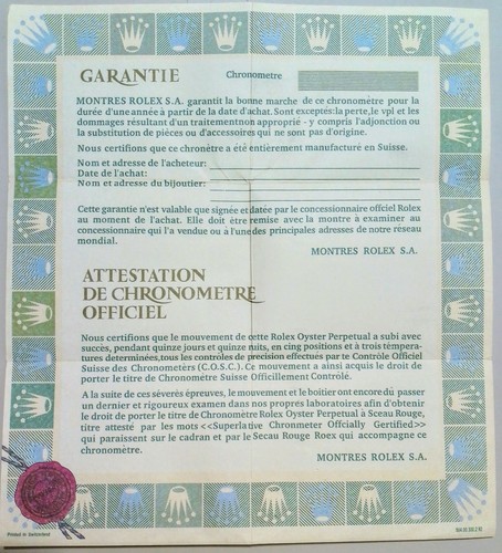 Garanzia certificato lettera