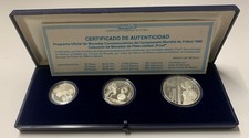 MESSICO 1985 Mondiale Mexico 86 Trittico di Monete in Argento 720 Proof 2