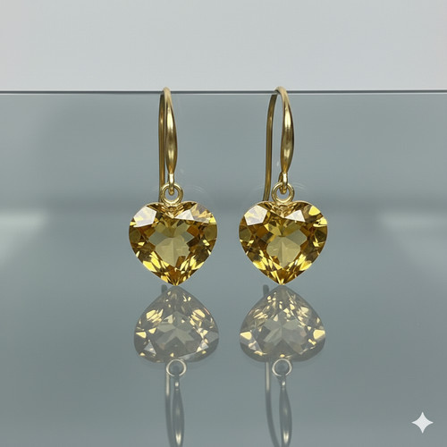 Orecchini cuore citrino - orecchini,