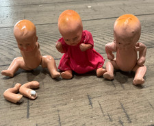 ANTICA MINIATURA BISQUE TRIO BABY DOLLS GERMANIA RARA