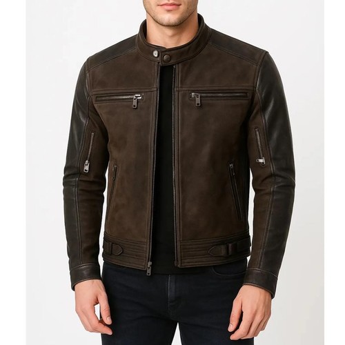 Giacca biker uomo pelle