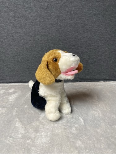 Vintage dog plush brown white - vintage,