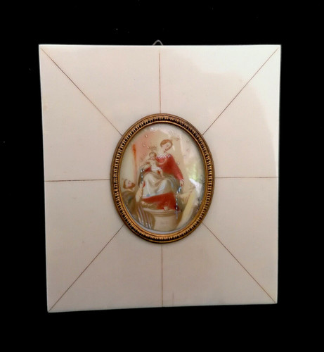 Antica miniatura madonna del - miniatura,