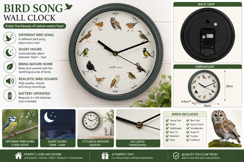 Orologio parete birds con - parete,