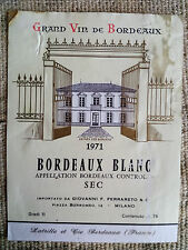 Etichetta vino Bordeaux Blanc 1971 - appellation bordeaux controlée
