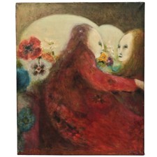 Dipinto olio doppio ritratto