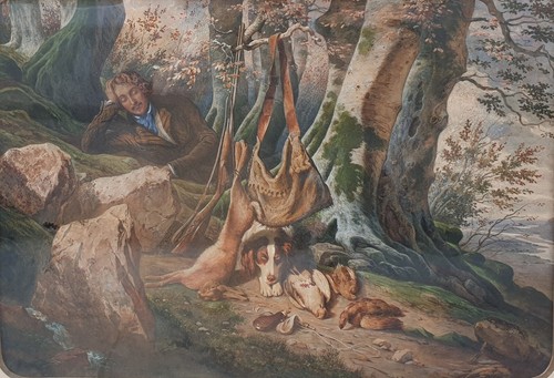 Acquerello scena caccia - di,