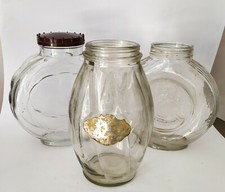 ♥ 3 CONTENITORI IN VETRO BURNIE BONOMELLI FABBRI CARAMELLE DISPENSER VINTAGE 