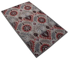 Grigio Rosso Tappeto 100% Lana