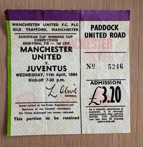 Biglietto 1983 manchester - biglietto:, 1983/84