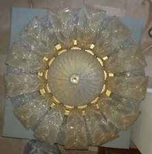 Lampadario plafoniera classica in vetro di Murano fatta a mano ambra cristallo