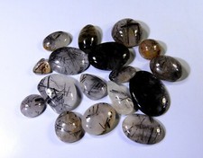LOTTO ALL'INGROSSO 252 Ct 100% Naturale QUARZO RUTILO NERO Cabochon Gemma WA-458