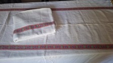 Antichi Teli Canapa Tovaglia Biancheria Corredo Antico Coppia 