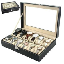 Scatola Box Cofanetto Con Vetrina Porta Orologi 12 Posti per Orologio Custodia