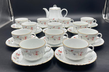 Servizio tè caffè cappuccino Richard Ginori bianco rilievo oro  12 pers.