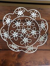 CESTO - VASSOIO IN METALLO LACCATO BIANCO CON BORDO - portaoggetti vari