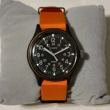 Orologio Uomo Timex MK1 Alluminio Arancione Cinturino Nylon TW2T10200 Macguyver Militare 