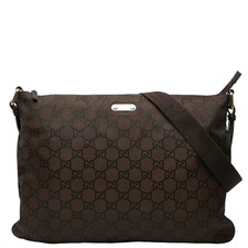Borsa a tracolla Gucci da uomo GG in nylon marrone in pelle di nylon M autentica