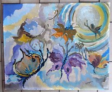 ELSA LAGORIO QUADRO DIPINTO AD OLIO FARFALLE CM. 45 X 55 - LENCI