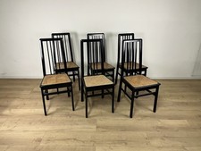 Set 6 sedie legno nero paglia Vienna anni 70’ vintage design