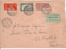 Lettera posta aerea interna con valori Nozze-Milizia e Leoni p.a. 4.9.1930