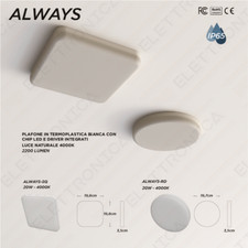 Plafoniera 20w led bianca