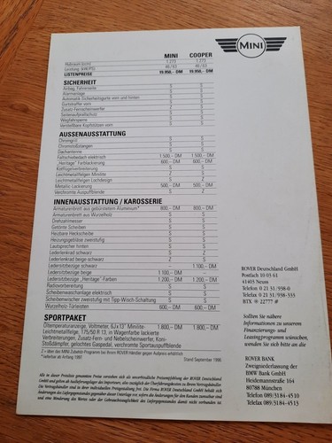 Brochure vendita auto listino