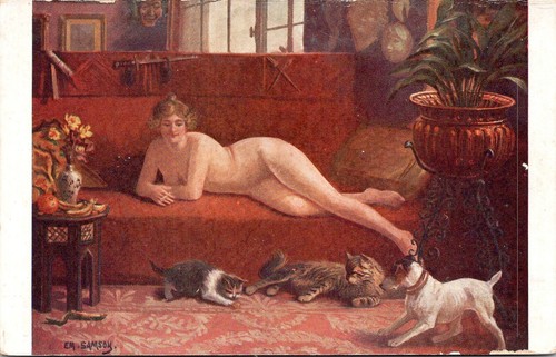 Arte sansone donna - donna, gatto