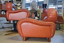 Coppia Di Poltrone Vintage In Pelle