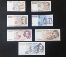 SERIE LIRE ITALIANE  RIPRODUZIONI SU CARTA DA 120gr.