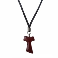COLLANA CROCE TAU SAN FRANCESCO ROSARIO CROCIFISSO LEGNO DI BOSCO UOMO DONNA