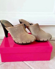 Sabot scarpe donna in pelle con tacco, made in Italy designer, tg.40, come nuovi