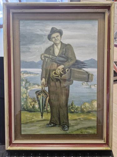 Quadro ombrellaio felice - ombrellaio,
