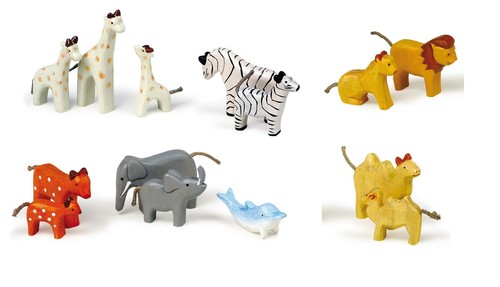 Animali selvaggi legno set - in, (set