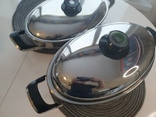 AMC Padella ovale, altezza 10 cm, con colino, con coperchio alto