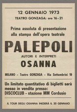 POSTER OSANNA PALEPOLI REALIZZAZIONE DA IMMAGINE ANNI '70 CM 33X48 TOUR MILANO