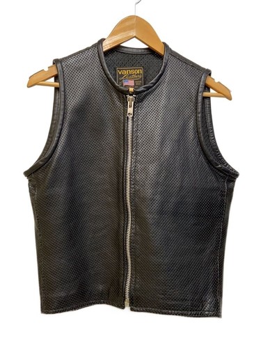 VANSON◆Vest/M/Leather/Black/
