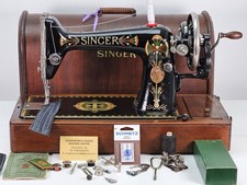 Rare 1917 Singer 66K HandCrank Sewing Machine, Serviced, for Leather, Fabric