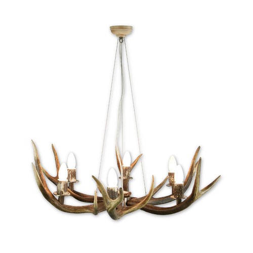 Lampadario con vere corna - , di