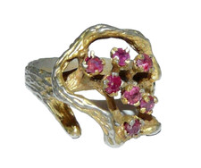 vecchio ANELLO in argento 925 e pietre rubino  -  gioiello