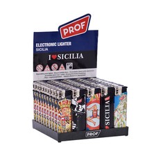 Accendini A Scatto Elettronici Piezo Sicilia Accendino Prof Collezione Box da 50