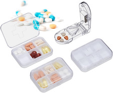 Set Da 3 Portapillole, 6 Scomparti, Taglia Pillole, Tascabile E Leggero, Da Viag