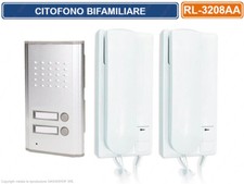 KIT CITOFONO BIFAMILIARE COMPLETO DI POSTO ESTERNO INTERNO 2/4 FILI APRIPORTA